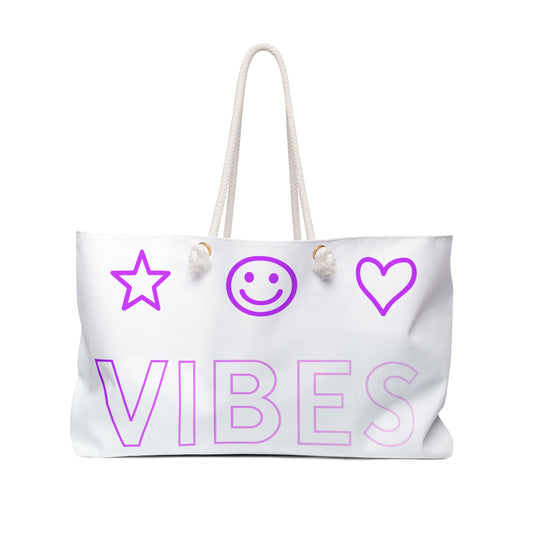 Vibes Weekender Bag — Neon Smile Star Heart Beach Tote