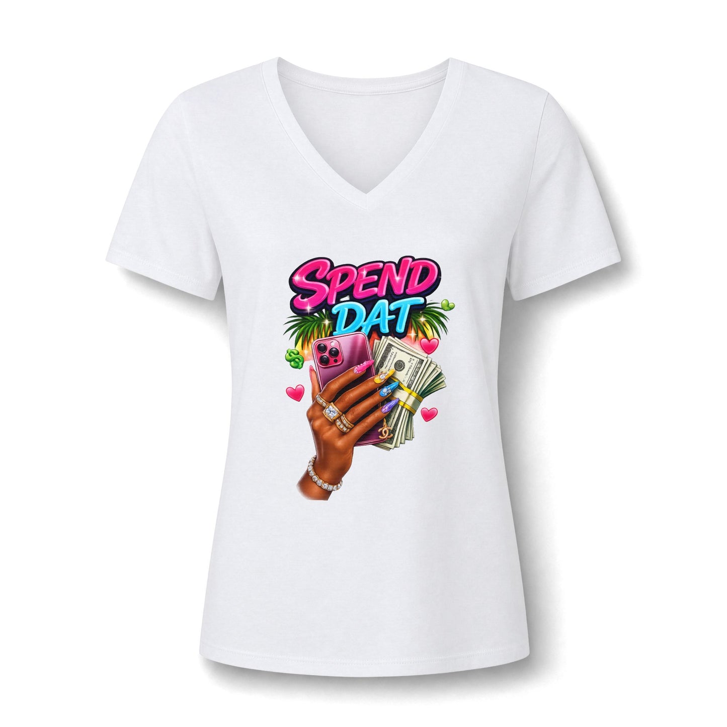 Spend Dat V-Neck Tee — Graphic T-Shirt